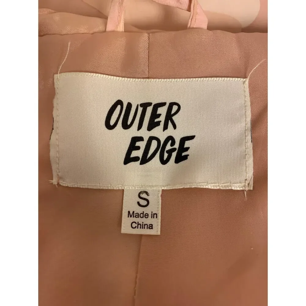 Outer Edge Hooded  Bomber Jacket Pink Fatigue Lightweight Womens SZ M - Picture 3 of 8